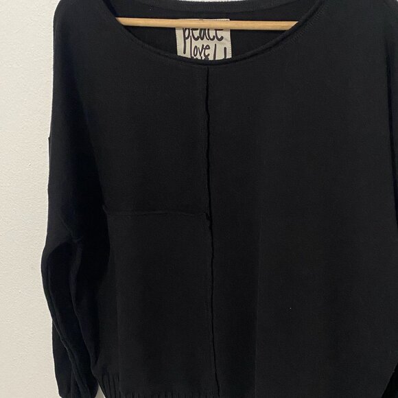 Peace Love World Oversized Ribbed Trim Terry Cloth Crewneck size M - Picture 4 of 11